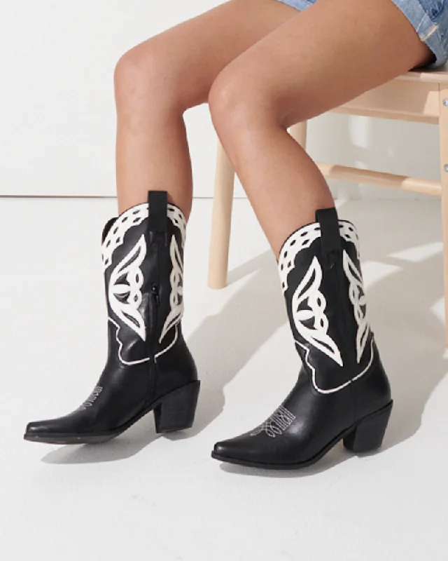 Chicago Cowboy Boot Black/White