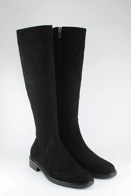 'Stella' Black Suede Long Boots