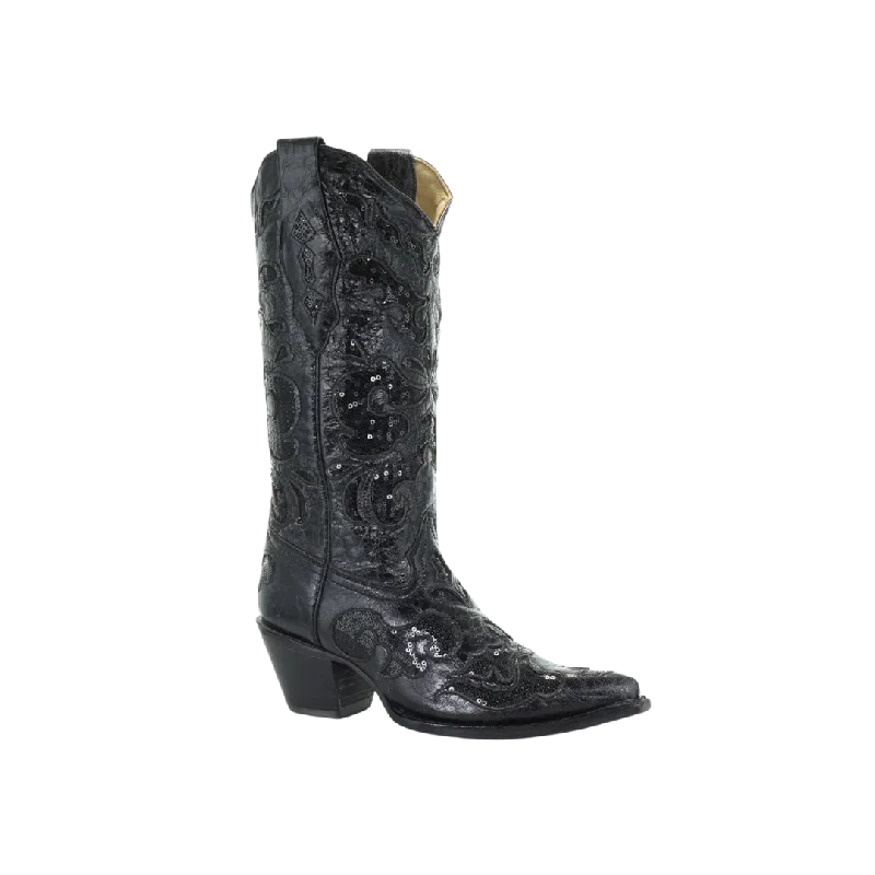 Corral Women's Goat Sequins Inlay Black Boots