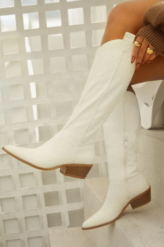 Dallas Western Cowgirl Boots - White