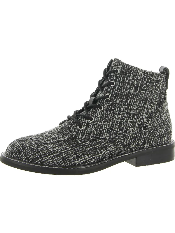 Eileen Womens Ankle Knit Combat & Lace-up Boots