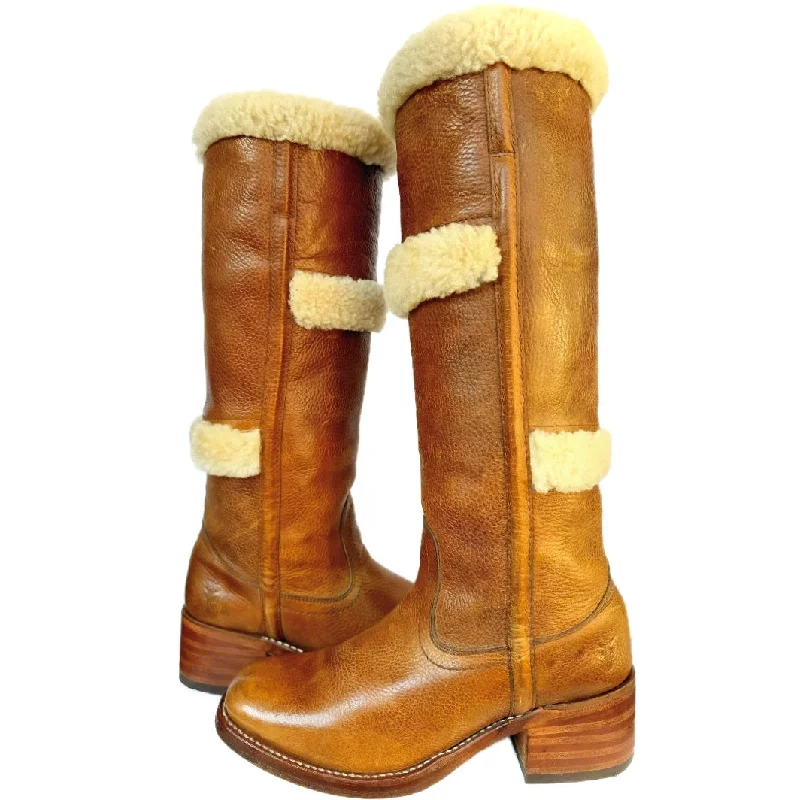 FRYE Vintage Campus Shearling Brown Tall Knee High Western Boots