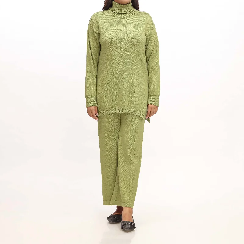 Green Cotton Thread Sweater Co-ord Set PW4858