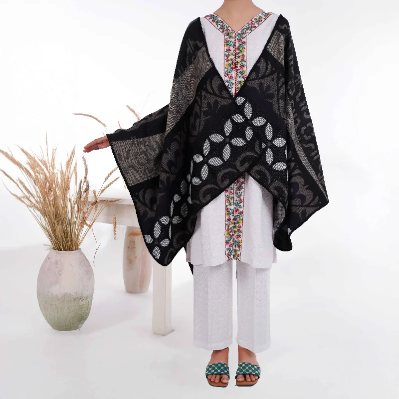 Grey Winter Acrylic Cape Shawl PW4987