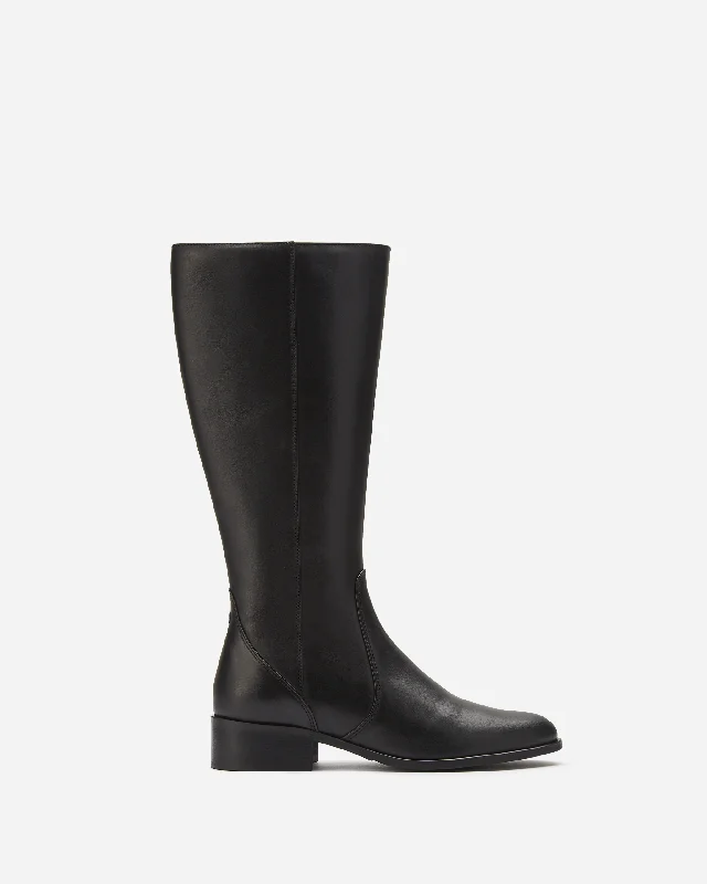 Haltham Standard Knee High Boots in Black Leather