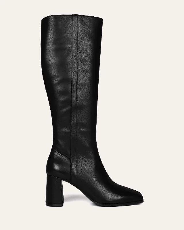 NELLIE KNEE BOOTS BLACK LEATHER