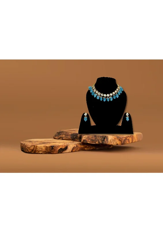 Sky Blue Kundan Necklace Set