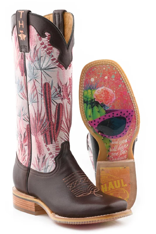 Tin Haul Womens Pinktalicious Brown Leather Cowboy Boots