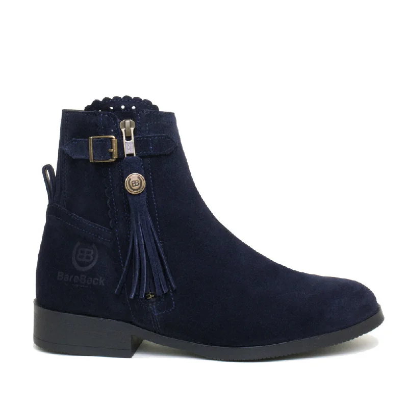 Valencia Suede Tassel Boots - Navy