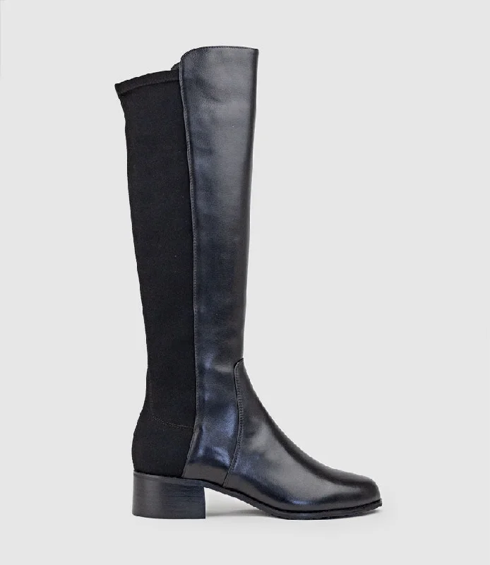 VARA40 Half and Half Knee High Boot in Black