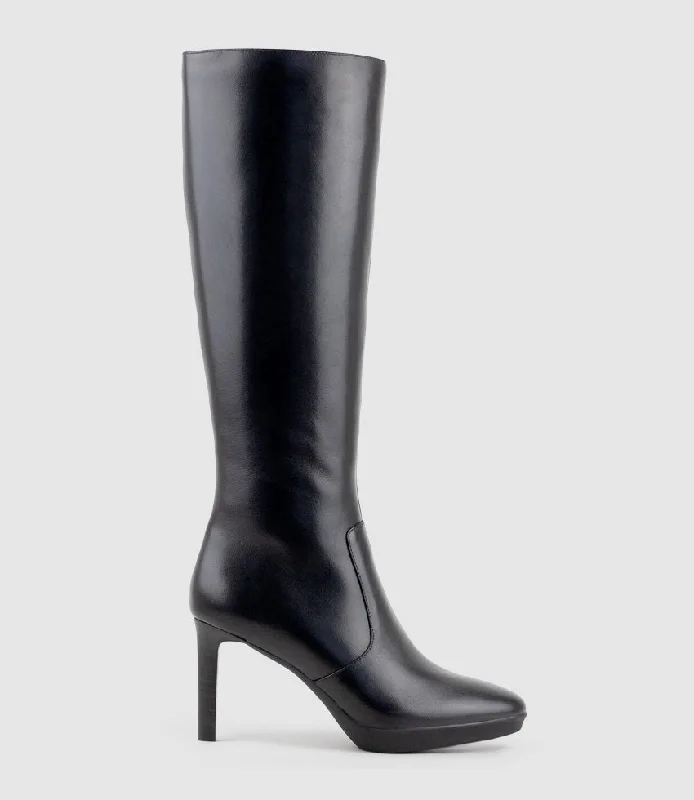 VESPIA85 Platform Knee High Boot in Black